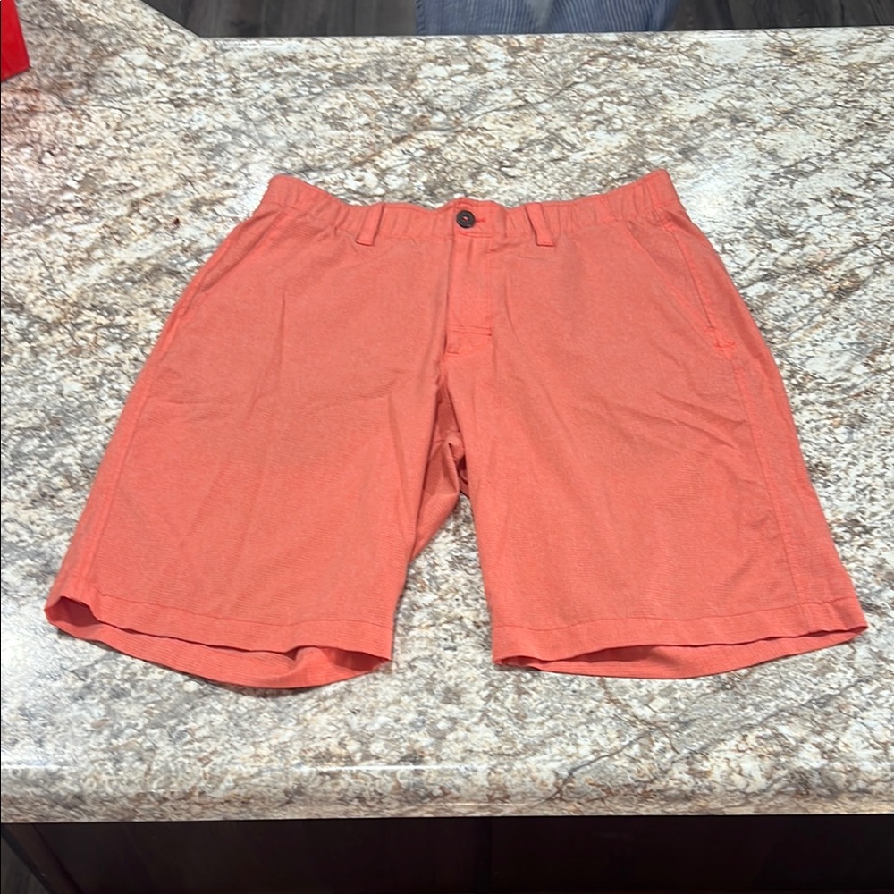 Under Armour Flat Front Orange Shorts for Casual Style